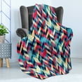 thumbnail image 4 of Grunge Soft Flannel Fleece Blanket, Hipster Zigzag Herringbone Retro Style Pattern Chevron Triangles with Grunge Effect, Cozy Plush for Indoor and Outdoor Use, 50" x 60", Multicolor, by Ambesonne, 4 of 5