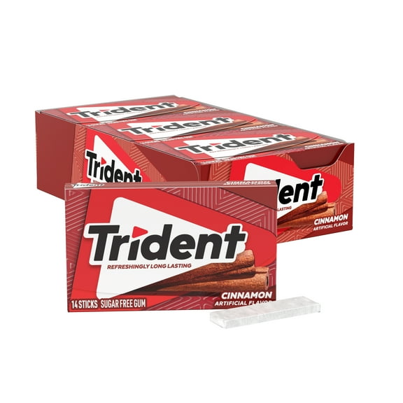 Trident Cinnamon Sugar Free Gum, 12 Packs of 14 Regular Size Pieces (168 Total Pieces)