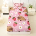 thumbnail image 3 of Erosebridal Cartoon Animal Capybara Twin Sheet Sets,Kawaii Strawberry Cute Daisy Bedding For Kids Girls 3pcs, 3 of 6