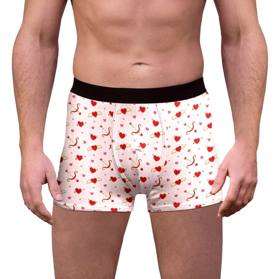 Men Valentine's Day Boxers Men Funny Novelty Heart Boxers, Valentines Gift for Men