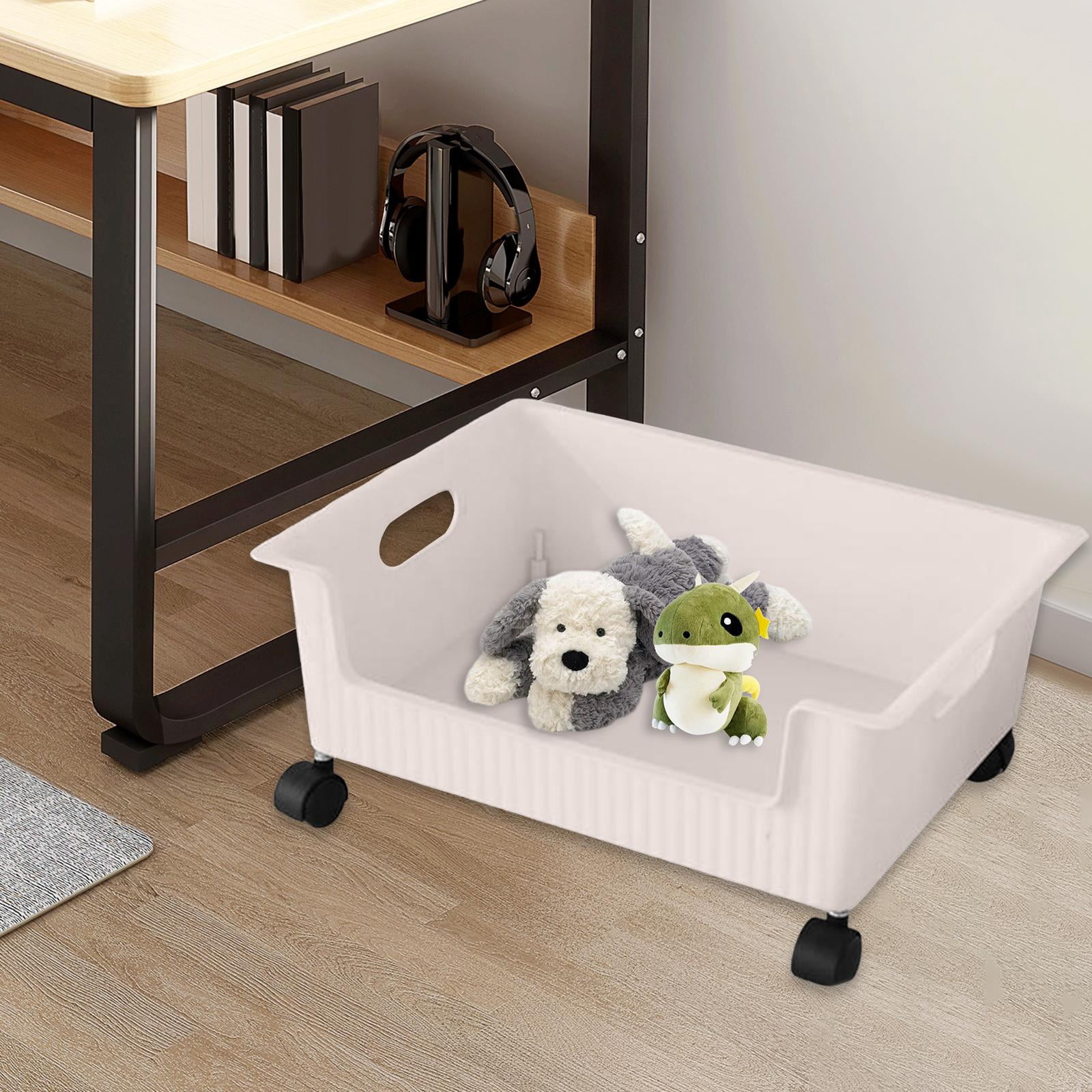 Fiocias Toy Storage Bin Storage Box Organizer with Wheels Decorative Supplies Moving for White
