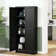 thumbnail image 3 of S-HOME Modern Black Metal Pantry Cabinet 61 Inch Tall with 4 Shelves Adjustable Storage for Kitchen and Living Room 110lb Capacity, 3 of 17