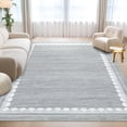 thumbnail image 1 of Washable Area Rug 9x12ft – Soft Non-Slip Low Pile Carpet with Modern Border Design, Neutral Grey – Large Rug for Living Room, Bedroom and Dining Room, 1 of 7