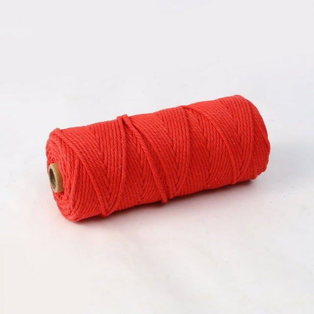 Nvzi Cordón de macramé de 4 mm x 110 yardas Cuerda de algodón de macramé natural Cuerda de macramé de colores Cordón de algodón suave Suministros de macramé Cuerda para de macramé, rojo