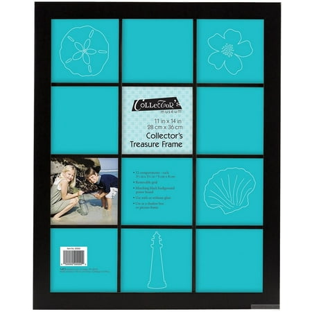- COLLECTORS TREASURE FRAME with 12 - 3one-half inchx3one-quarter inch compartments for your important collectibles