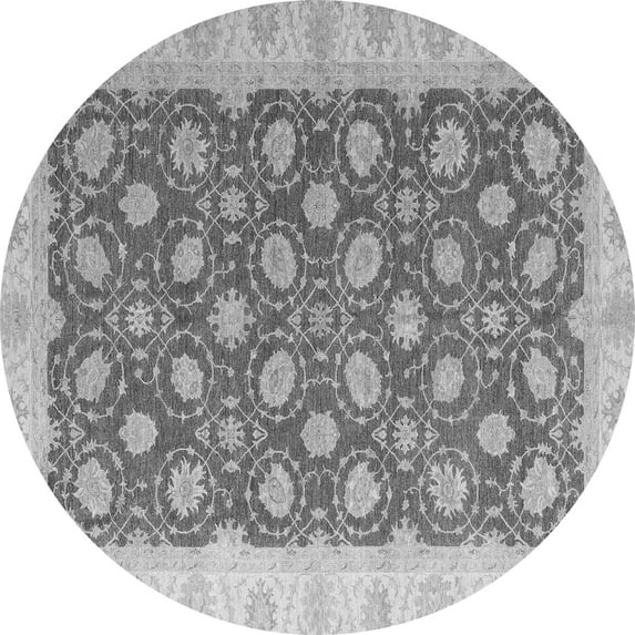 Ahgly Company Indoor Round Oriental Gray Modern Area Rugs, 3' Round