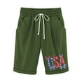 thumbnail image 2 of Sakmal Chino Womens Shorts Bermuda Independence Day Green Knee Length 9" Mid Rise Straight Leg Shorts with Pockets, 2 of 5