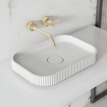 Vertical Solid Surace Fluted Vessel Sink