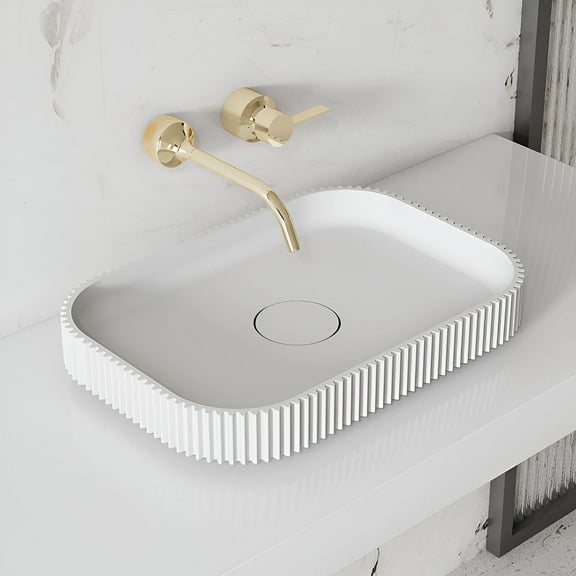 Vertical Solid Surace Fluted Vessel Sink