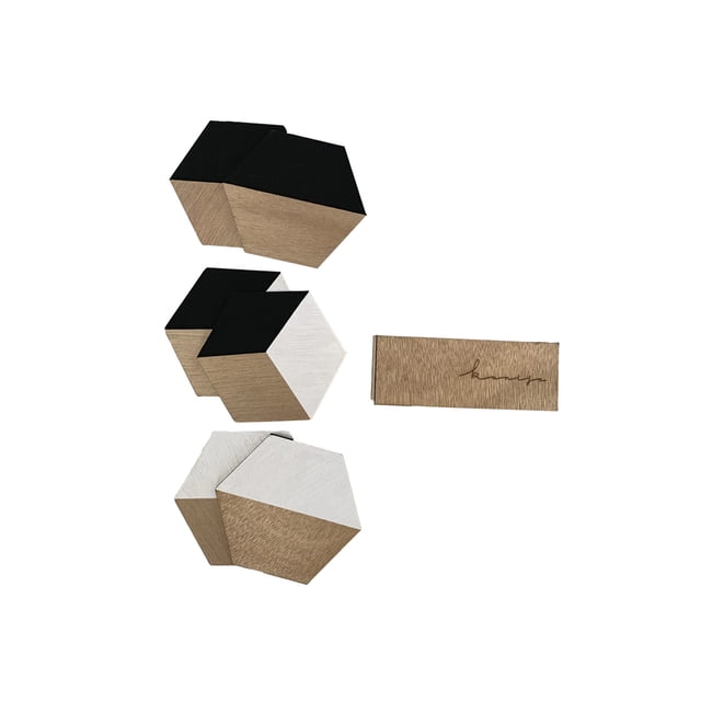 Portavasos de madera hexágonos Kanija Pintados a mano
