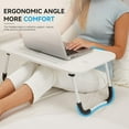 thumbnail image 3 of Folding Lap Desk, 23 Inch Portable Wood White Laptop Bed Desk Lap Desk with Cup Holder, for Working Reading Writing, Eating, Watching Movies for Bed Sofa Couch Floor, 3 of 11