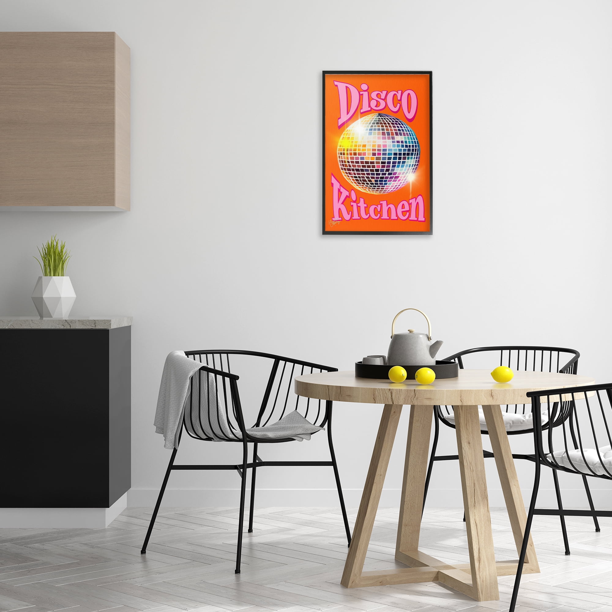 Stupell Industries Groovy Disco Kitchen Performing Arts Painting Black Framed Art Print Wall Art, 16 x 24