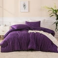 thumbnail image 6 of Whale Flotilla 2-Piece Tufted Twin Size Comforter Set, Soft Fluffy Shabby Chic Comforter for All Seasons, Farmhouse Boho Duvet Bedding Sets with 1 Pillow Sham, 68"x90", Purple, 6 of 9