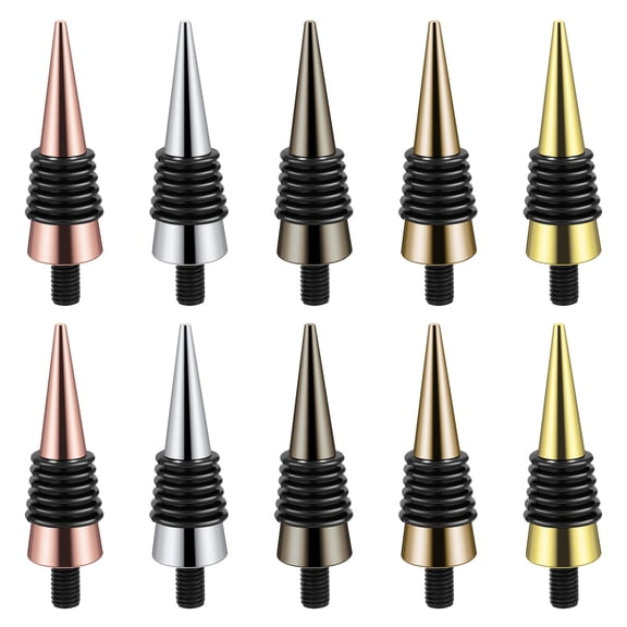 10 Pieces Blank Bottle Stopper with Threaded Post Metal Wine Stopper Inserts Set Hardware for Wood Turning DIY Project