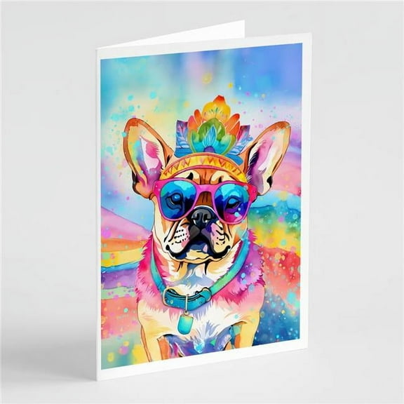 Pug Hippie Dawg Greeting Cards Pack of 8 7 in x 5 in