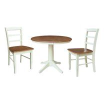 36" Round Top Pedestal Dining Table with 2 Madrid Chairs - Multi-Color