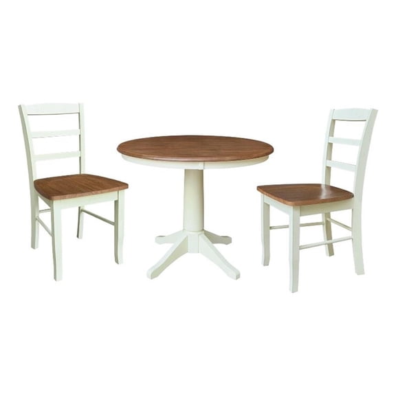 36" Round Top Pedestal Dining Table with 2 Madrid Chairs - Multi-Color