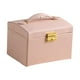 thumbnail image 3 of Caja de almacenamiento de joyas de 3 niveles Cajón de almacenamiento impermeable Forrado de terciopelo suave Portátil Rosa Hugo Estuche organizador de joyas, 3 of 10