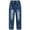 Blue-2058, variant on KIDSCOOL SPACE Ruffled Elastic Waist Colorful Button Decor Vertical Pocket Jeans for Girls,3-4 Years