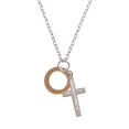 thumbnail image 2 of Delight Jewelry Acrylic 7/8" Ring Goldtone Be Strong and Courageous Engraved Cross Zoey Necklace, 28", 2 of 4