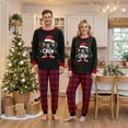 thumbnail image 4 of Christmas Family Pajamas Matching Set Letters Print T-shirt Plaid Pants Sleepwear Loungewear, 4 of 7