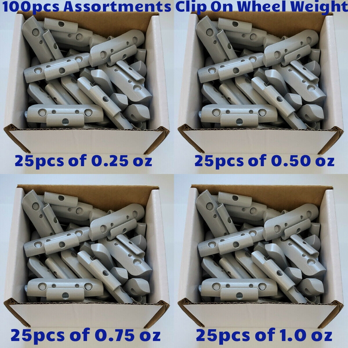Quality 100-Pcs Assortment Clip-On Weight Balance 0.25 0.50 0.75 1.00 Oz MC Style Wheel 