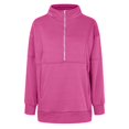thumbnail image 4 of Futezty Women Casual Striped Half Zip Up Drop Shoulder Sweatshirt Oversized Long Sleeve Pullover Tops with Pockets, 4 of 5