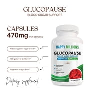 Happy Millions Glucopause Blood Sugar Support Dietary Supplement, 60 Capsules