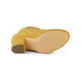 thumbnail image 5 of BLISSFUL STEP Women's Ankle Boots Block Heel Zipper Lace Up Boots Yellow 7, 5 of 6