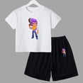 thumbnail image 2 of Conjunto de 2 piezas de camiseta y pantalones cortos divertidos para niños y adolescentes, de algodón, para verano, juego de lucha, Anime, Cosplay, ropa deportiva informal para niño y niña, conjunto p, 2 of 5