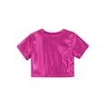 thumbnail image 4 of YONGHS Kids Girls Sequins Short Sleeves Crop Tops Boys Performance Dancing T-Shirt, 4 of 5
