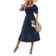 thumbnail image 2 of SAYOO Vestido largo de verano para mujer, manga corta, cuello cuadrado, sin espalda, vestido de lunares suizos SAYOO  Vida cotidiana, 2 of 6