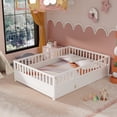 thumbnail image 4 of Bellemave Full Size Floor Bed with Door and Fence,Full Montessori Floor Bed with Guardrails, Wooden Toddler Floor Bed without Bed Slats, Easy Assembly, White, 4 of 10