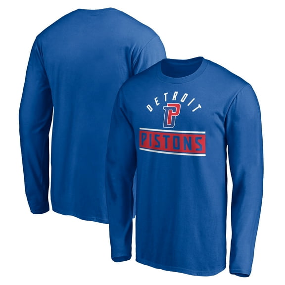 Men's Blue Detroit Pistons Team Arch Knockout Long Sleeve T-Shirt