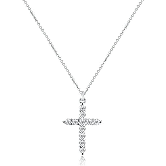Cross Necklace for Women-Dainty Simple 14k Gold Plated Cross Pendant Cute Diamond Necklaces for Women Gold Jewelry