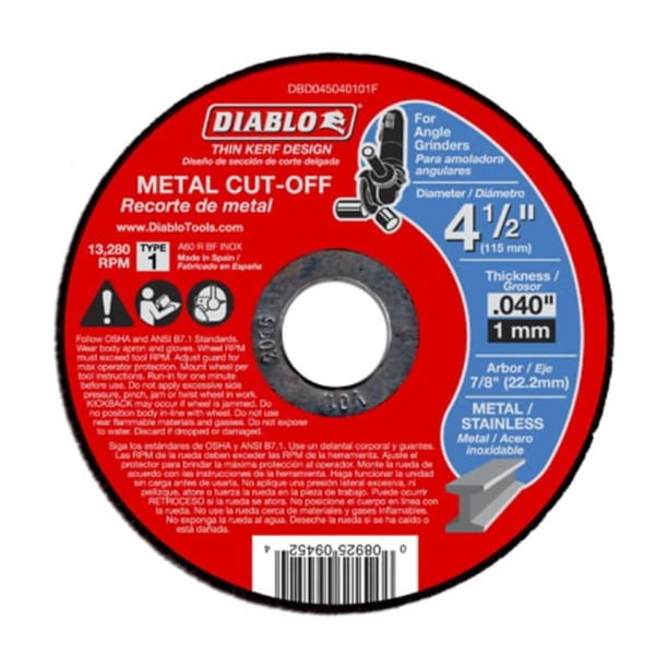 Discos de corte Diablo Metal de 4,5 pulgadas, paquete de 10 unidades, para acero y hierro