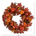 thumbnail image 3 of Nearly Natural 24" Orange Pumpkin Autumn Artificial Fall Wreath, 3 of 4