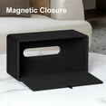 thumbnail image 6 of Tissue Box Cover Stylish PU Leather Rectangular Tissue Box Holder with Magnetic Bottom Cover for Bathroom Bedroom or Office (Black), 6 of 7