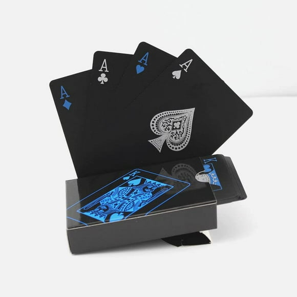 Linist Cartes à Jouer en Plastique Pvc Étanches Lot de 1 pour Adulte - Cartes à Jouer de Poker en Feuille Noire de Luxe Taille Standard 52 + 2 Cartes à Jouer / Cartes à Jouer de Haute Qualité et Durables