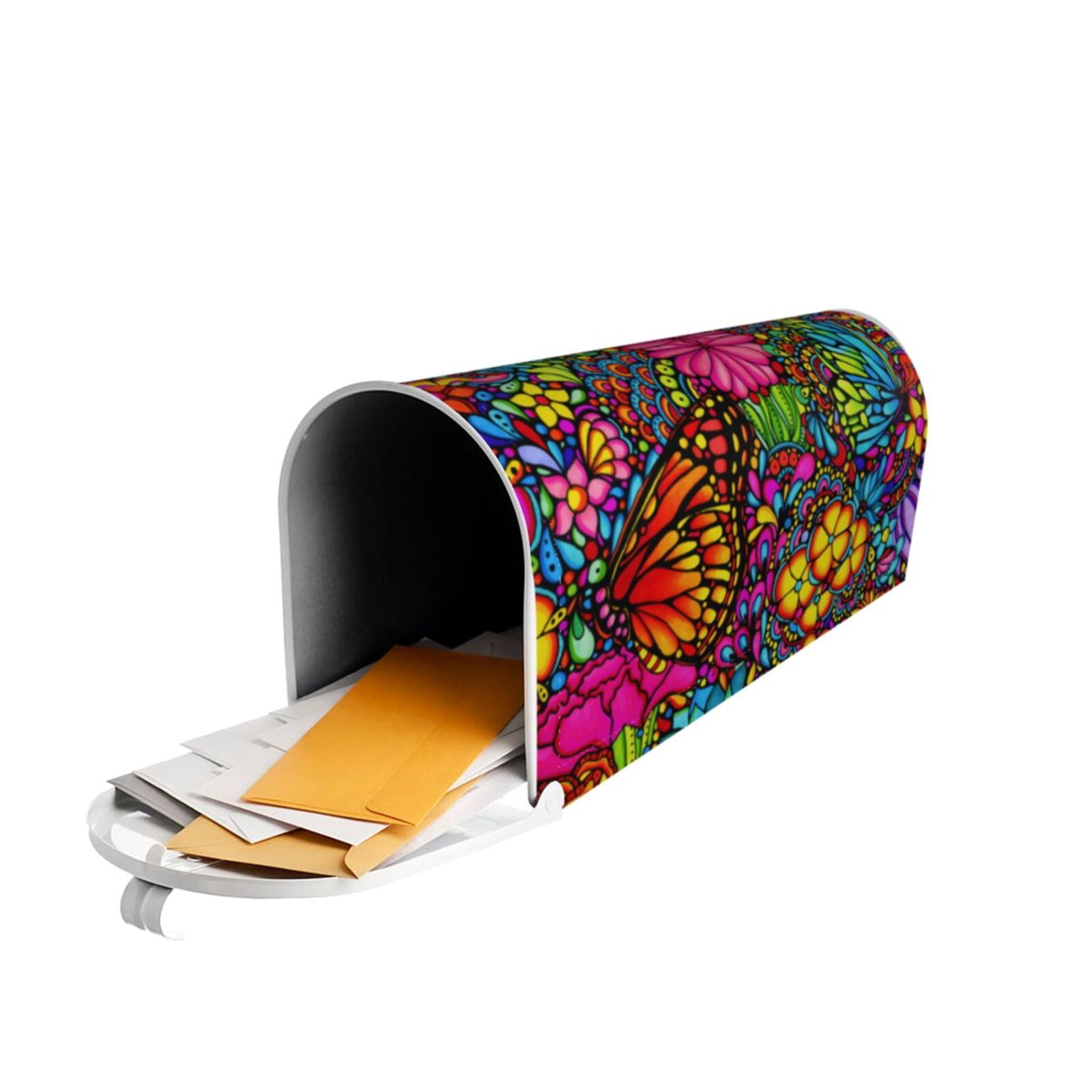 Logiee Butterfly Garden Print Post Letter Box Wrap Decor, Mailbox Cover Suitable for Standard Mailbox and Large Size Mailbox,Outdoor Yard Decoration-25.5x21 in
