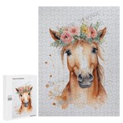 500 Piece Jigsaw Puzzles for Adults - Wood Puzzles - Watercolor Horse Puzzles - Every Piece Fits Together Perfectly,15" x 21"