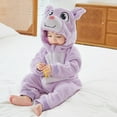 thumbnail image 5 of Odeerbi Infant Boys Girls Animal Dress Up Clothes Flannel Fleece Jumpsuits Winter Thermal Hooded Rompers Infant Cute Bodysuit Long Sleeve Hooded Onesie Infant Clothes Purple, 5 of 9