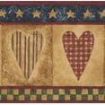 thumbnail image 1 of Vintage Checkered Striped Hearts Wallpaper Border Retro Design, Roll 15' x 5.25'', 1 of 3
