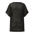 thumbnail image 5 of Womens T-Shirts Sexy Hollow Out Short Sleeve Summer Casual Knit Top Beach Cover Ups Blouse Crew Neck Solid Color Tee Vacation Outfits Fashion Clothing Women Clothes, 5 of 6