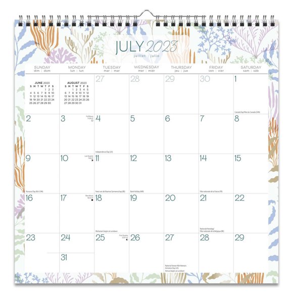 Plato Seaside Currents 2024 12x12 Inch 18 Months Office Wall Calendar, July 2023 - December 2024, 9781975457495