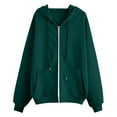 thumbnail image 3 of TAGOLD Womens Sweater Coats,Casual Plus Size Fall Hoodie for Womens,Women's Solid Color Pockets Zipper Long Sleeved Regular Top Hooded Sweatshirts Coat Outwear Army Green M, 3 of 3