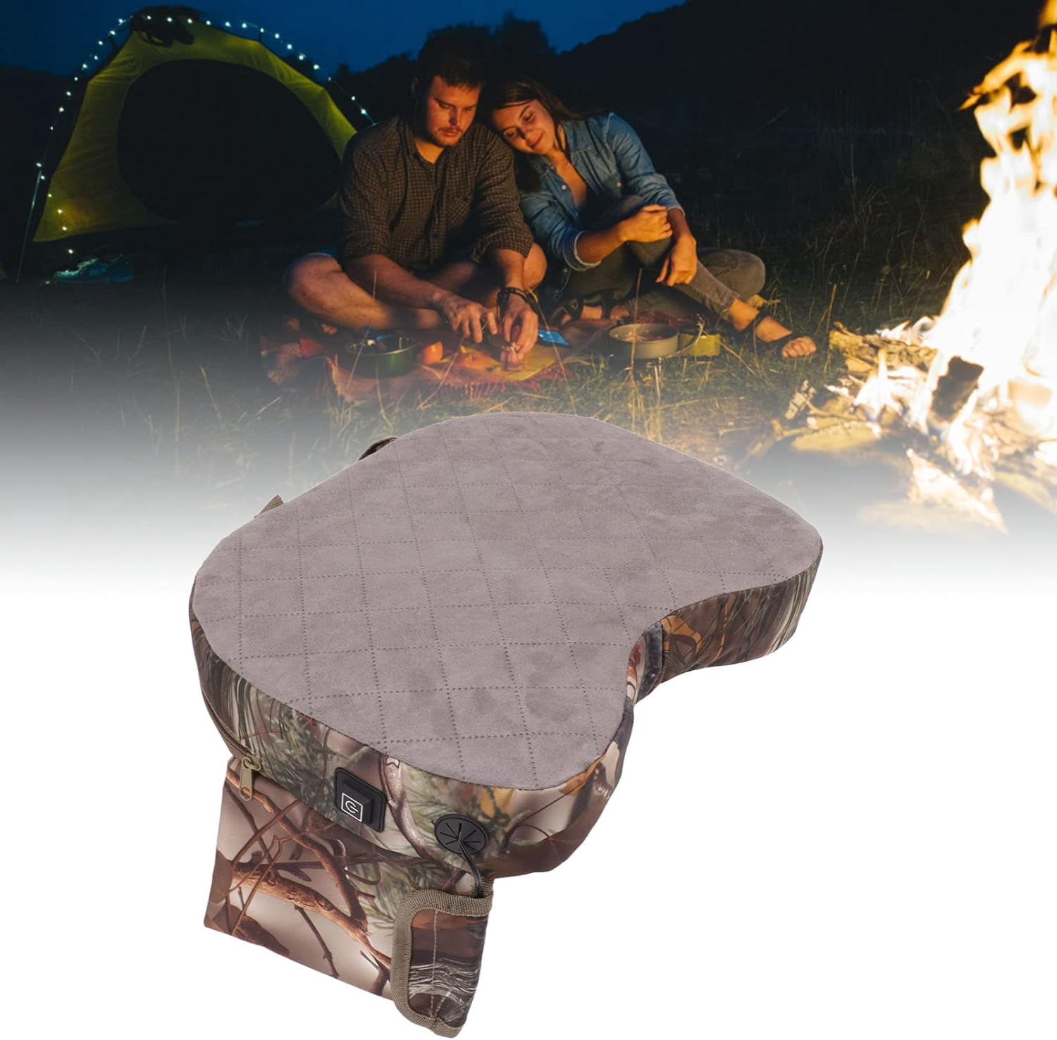 Heated Seat Cushion Pad, Portable Heated Seats with Camouflage Design, 3 Levels Adjustment Thick Padding, USB Powered Heated Chair Cushion for Hunting, Camping, Stadium, Outdoor Sports, Fishing