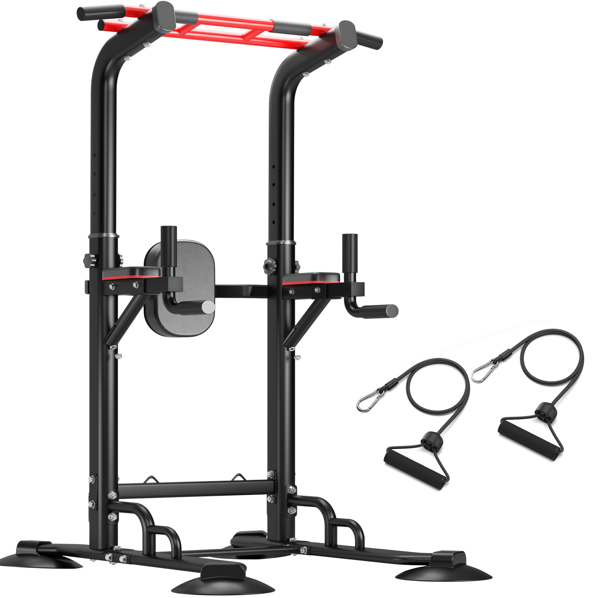94.5"H Pull Up Bar and Dip Station with 2 Pull Rope, Heavy Duty 12 Adjustable Home Gym Equipment for Strength Training, Multifunctional Workout Bar – Full Body & Core Exercise 330LBS,Balck