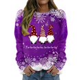 thumbnail image 2 of Baqcunre Sweaters For Women Women's Round Neck Long Sleeved Dwarf Fa La La La Printed Top Hooded Sweater Women Sweatshirt Fall Outfits Women Trendy Purple L, 2 of 4