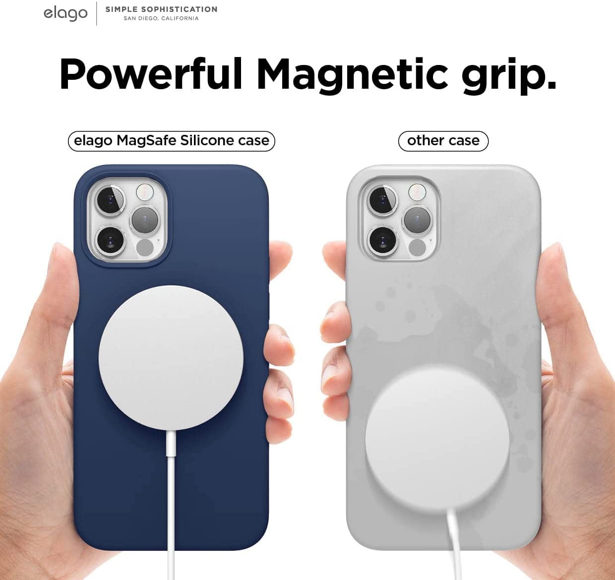 elago Magnetic Silicone Case for iPhone 12 and iPhone 12 Pro 6.1 inch - Built-in Magnets, Compatible with All MagSafe Accessories (Navy Blue)